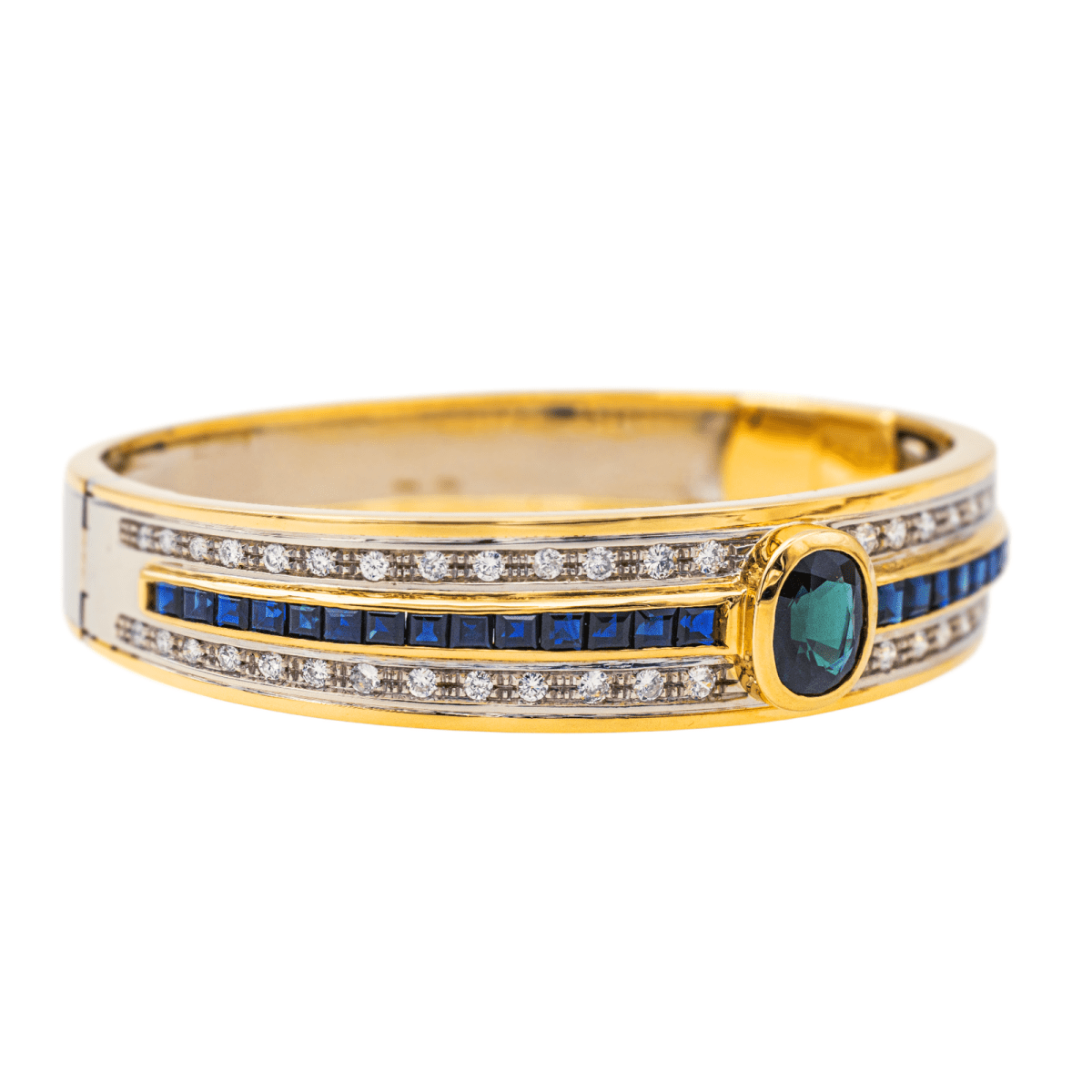Bracelet Jonc en or jaune, saphirs et diamants - Castafiore