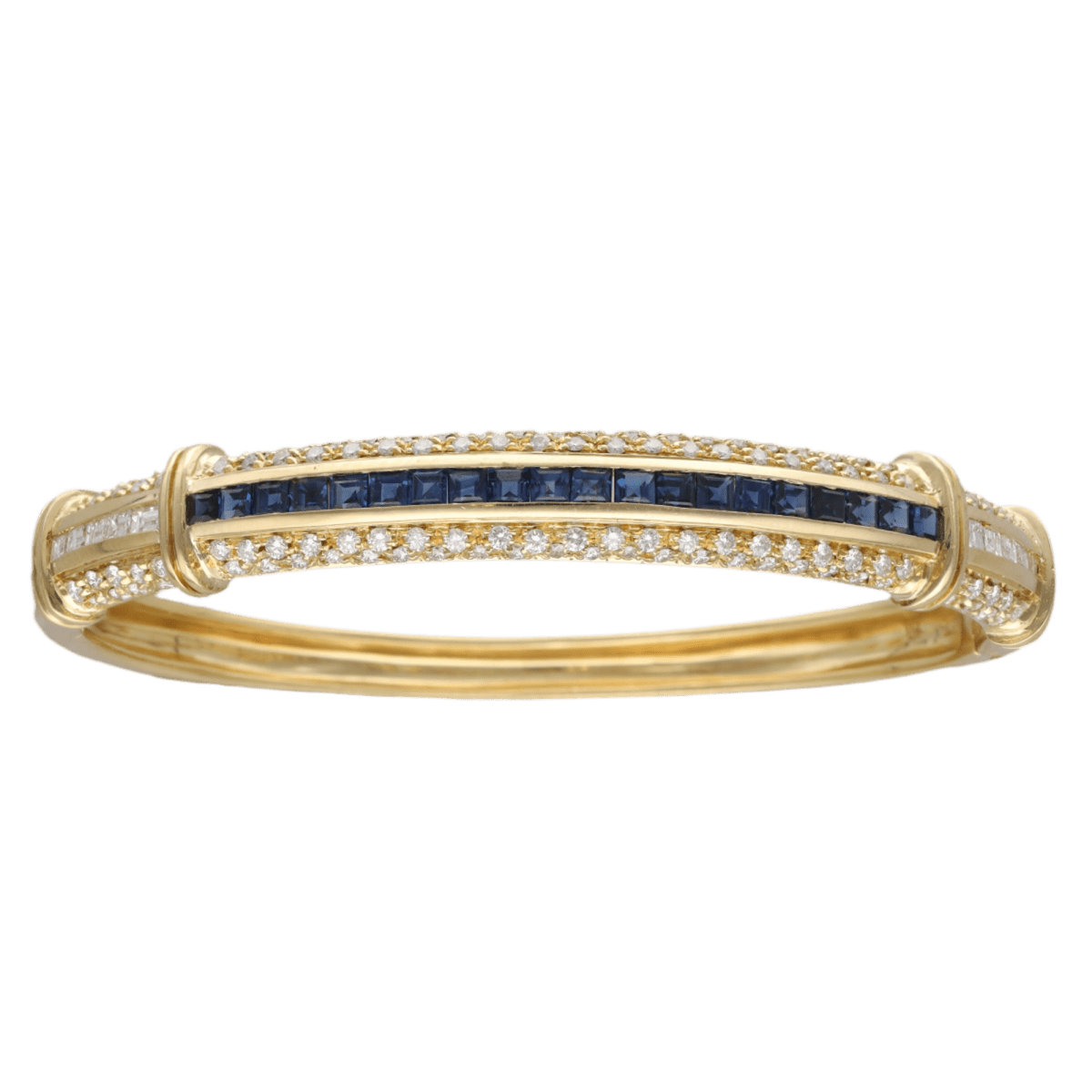 Bracelet Jonc en or jaune, saphirs et diamants - Castafiore