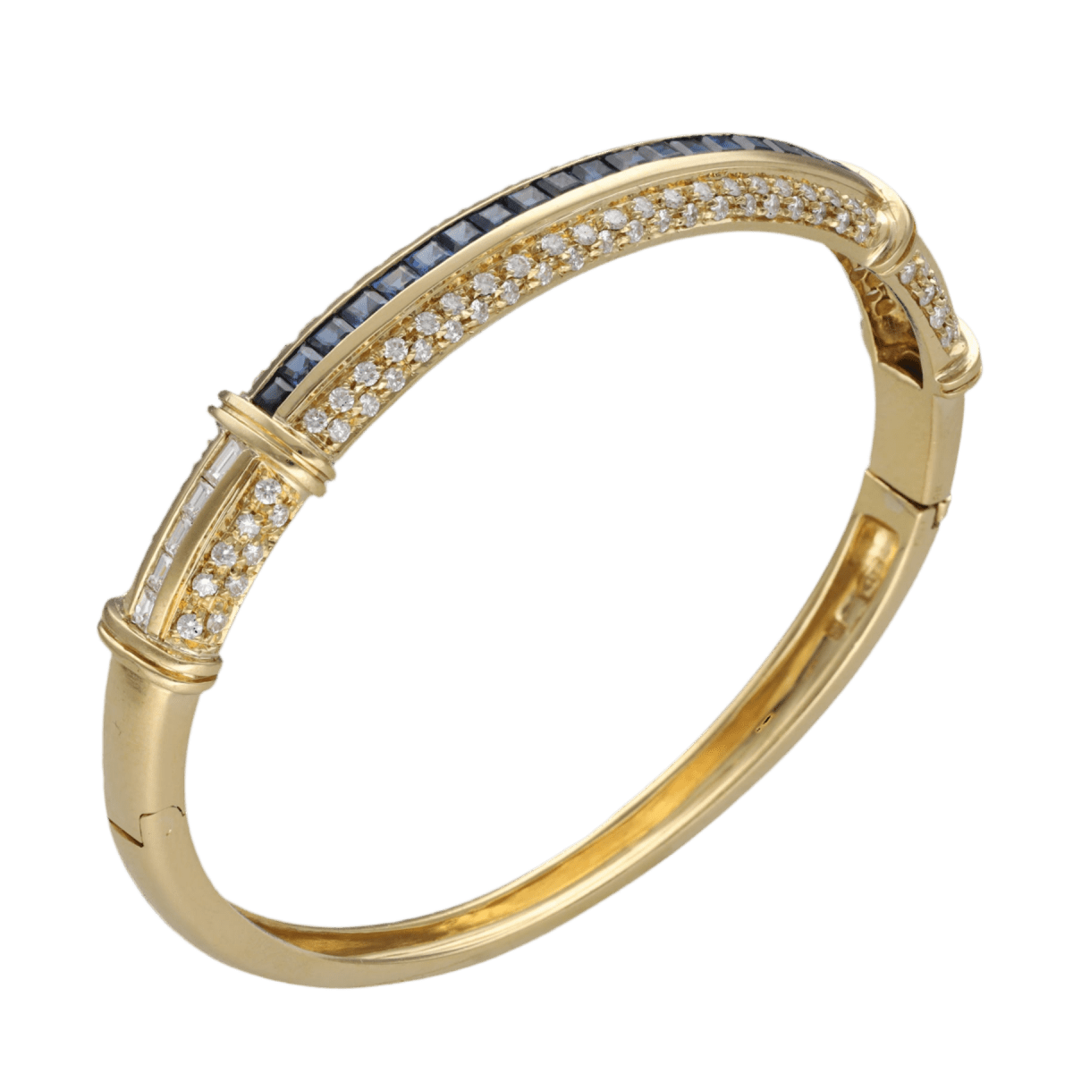 Bracelet Jonc en or jaune, saphirs et diamants - Castafiore