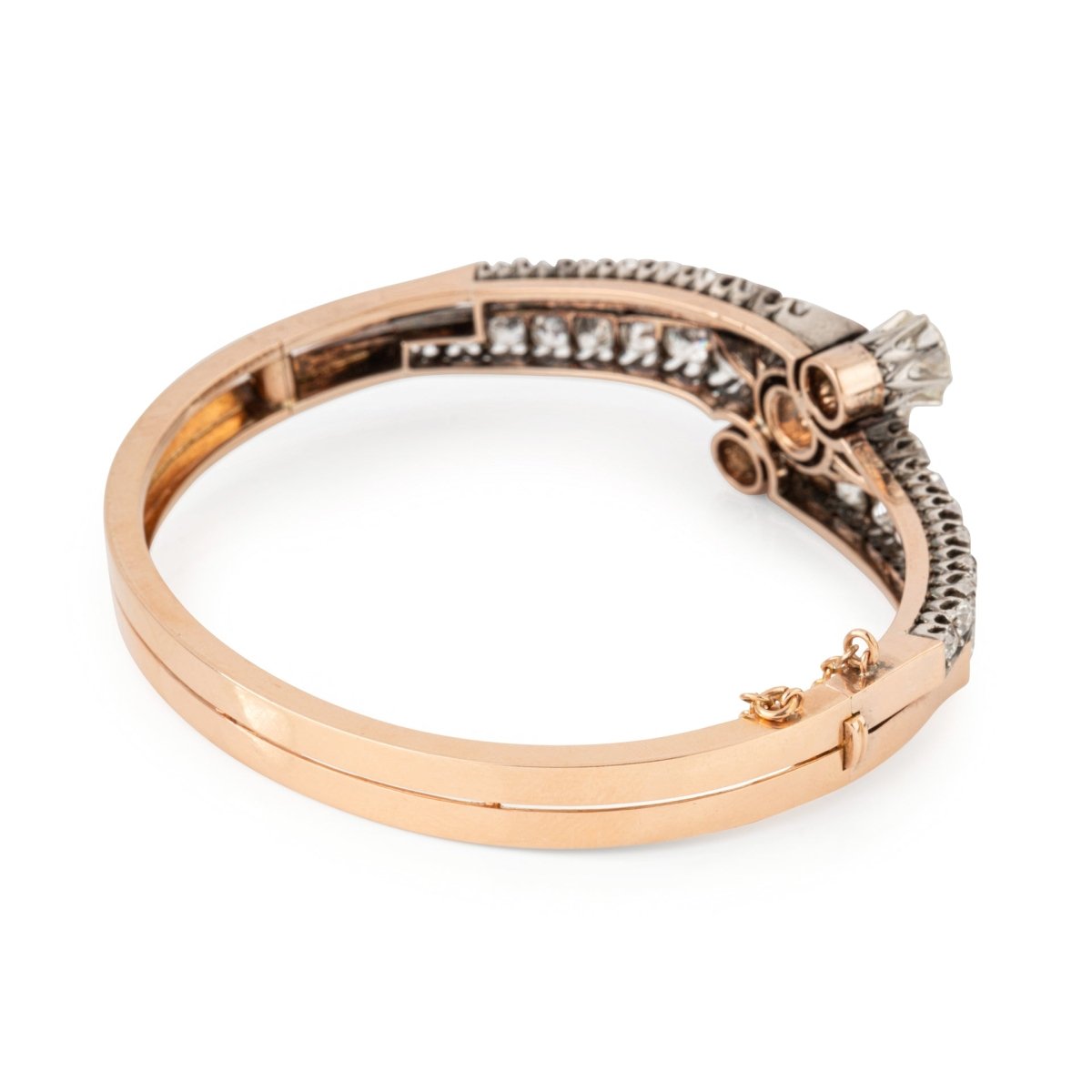 Bracelet Jonc en or rose, argent et diamants - Castafiore