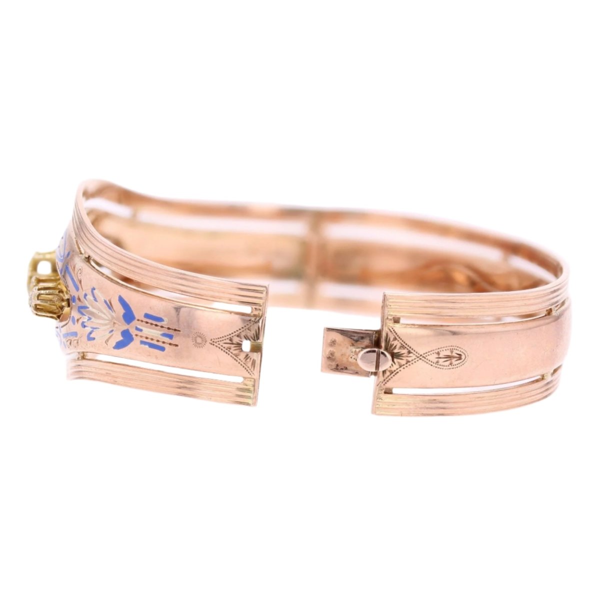 Bracelet Jonc en or rose, émail et diamants - Castafiore