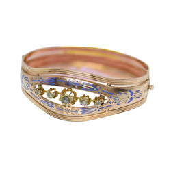 Bracelet Jonc en or rose, émail et diamants - Castafiore