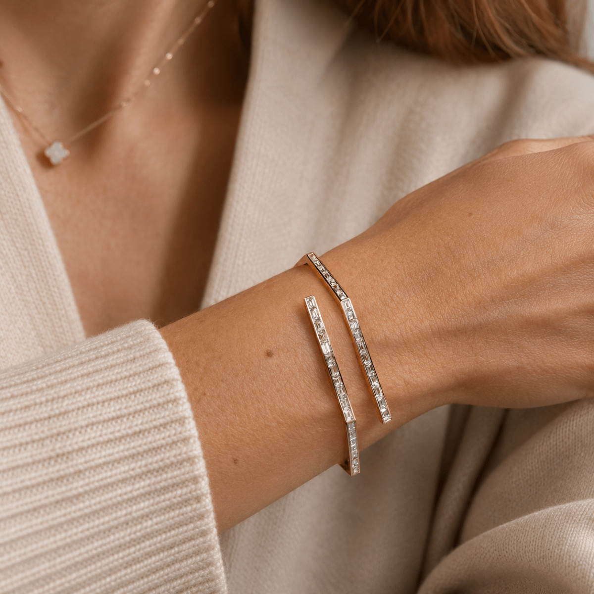 Bracelet Jonc en or rose et diamants - Castafiore