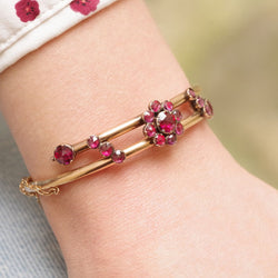 Bracelet Jonc en or rose et grenats - Castafiore