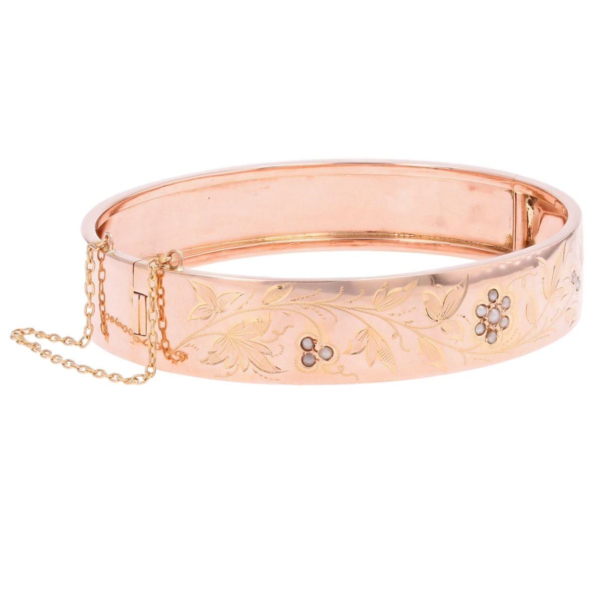 Bracelet Jonc en or rose et perles - Castafiore