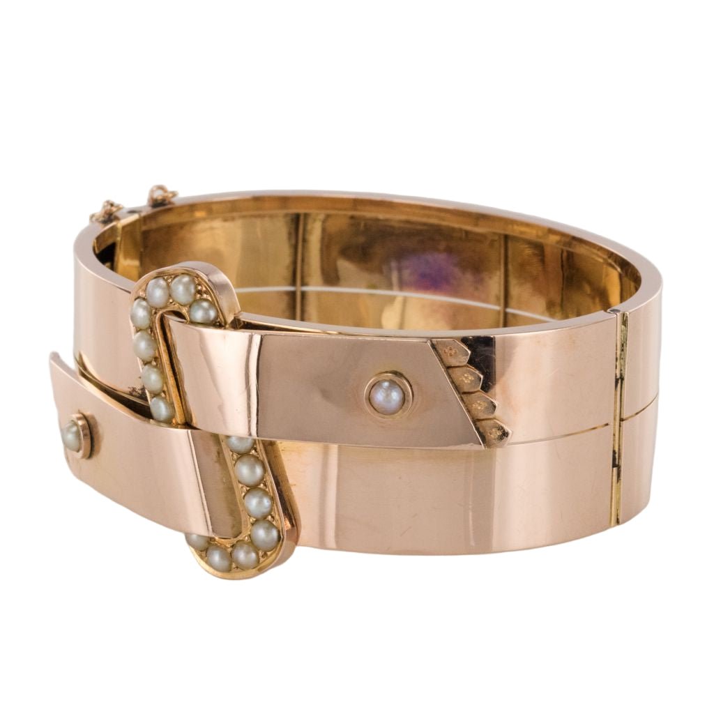 Bracelet Jonc en or rose et perles - Castafiore