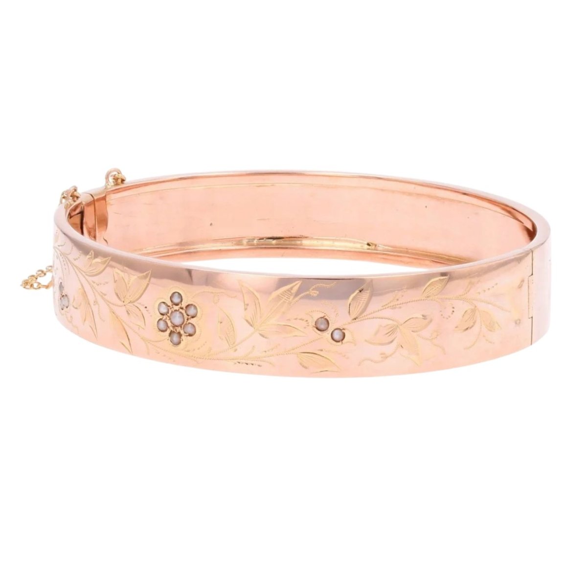 Bracelet Jonc en or rose et perles fines - Castafiore