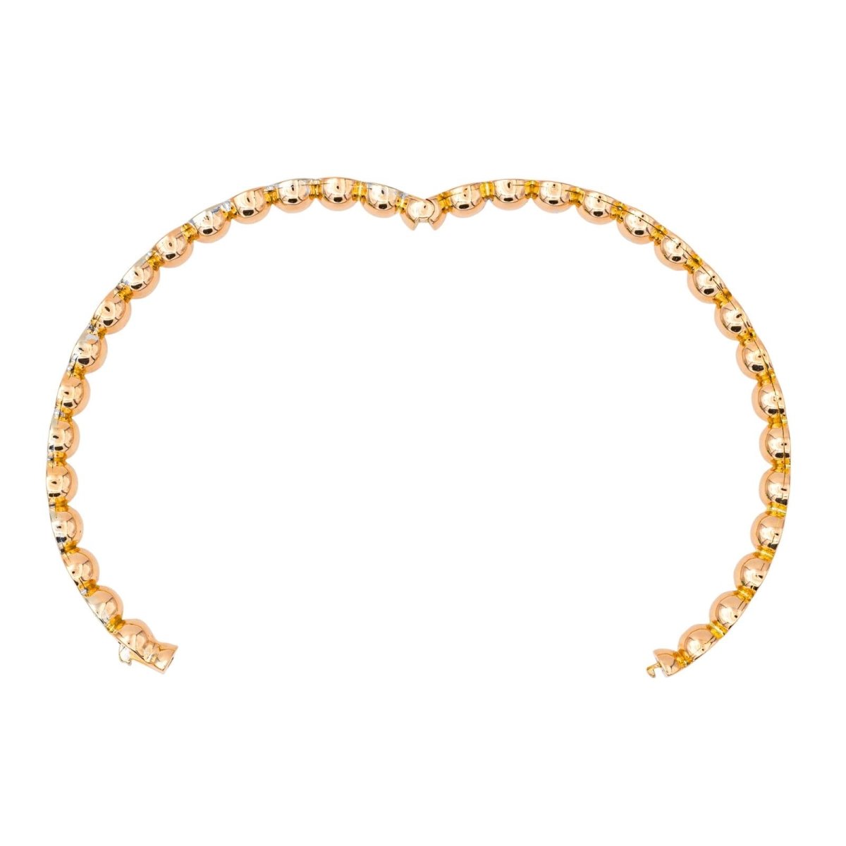 Bracelet Jonc en or rose, or blanc et diamants - Castafiore