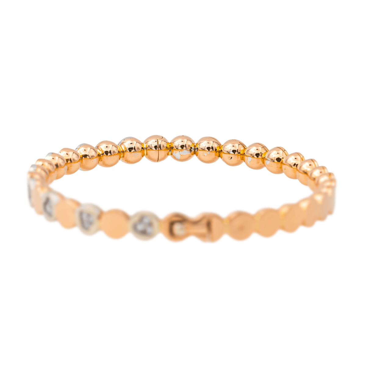 Bracelet Jonc en or rose, or blanc et diamants - Castafiore