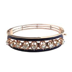 Bracelet Jonc en platine, émail et diamants - Castafiore