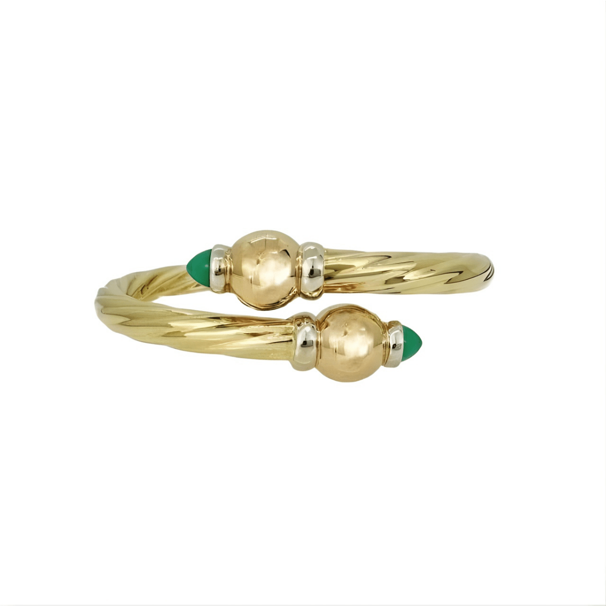 Bracelet Jonc FRED en or jaune, or rose et chrysoprase - Castafiore