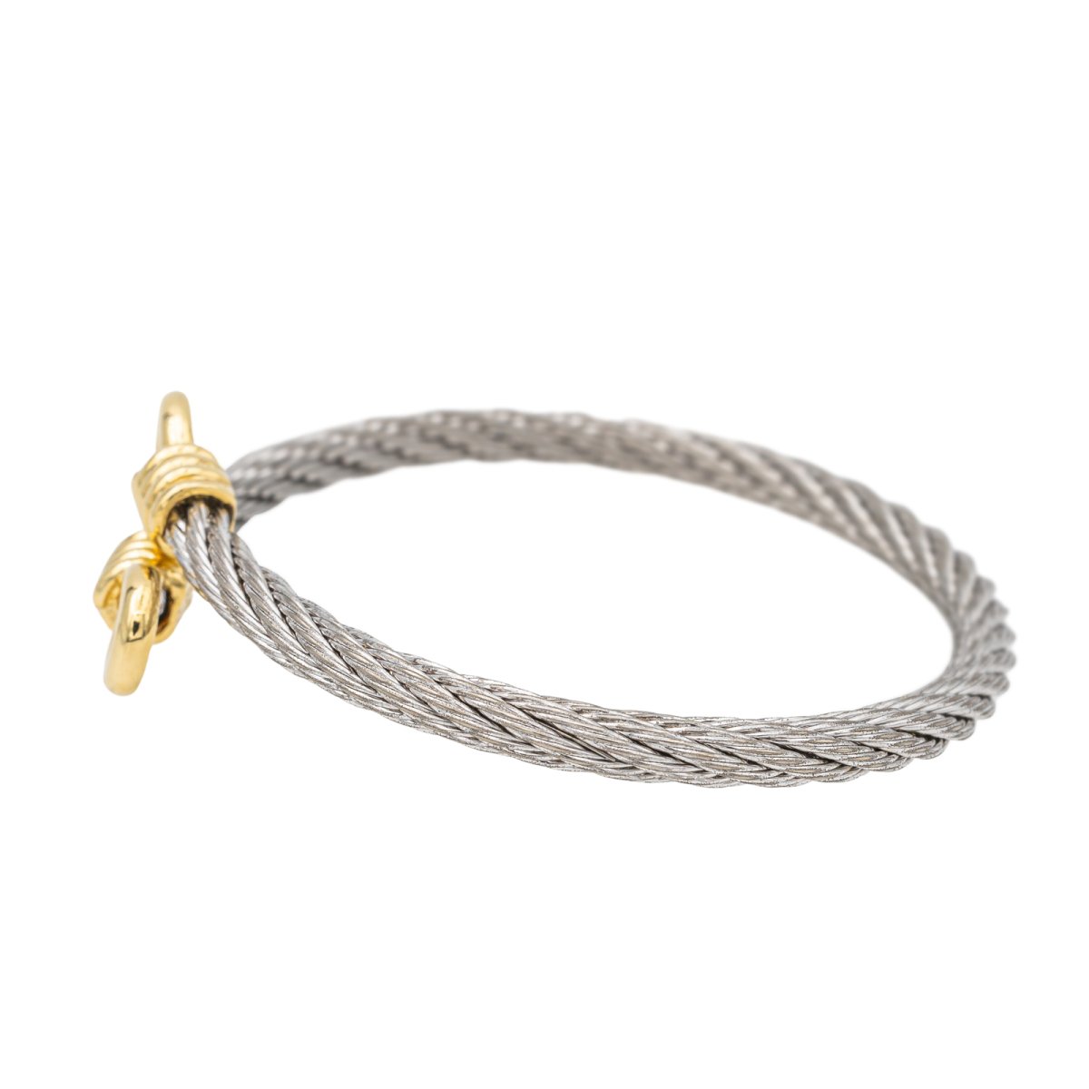 Bracelet Jonc FRED "Force 10" en or jaune et acier - Castafiore