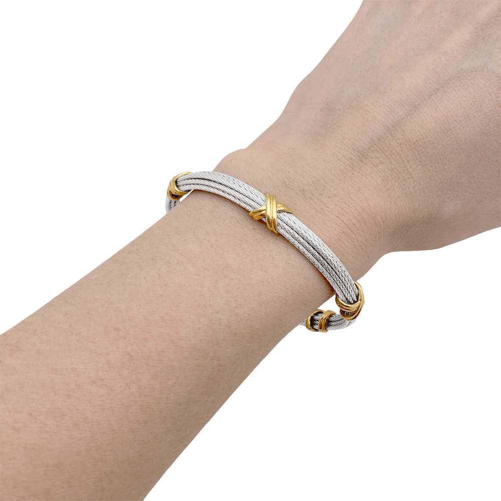 Bracelet Jonc FRED "Force 10" en or jaune et acier - Castafiore