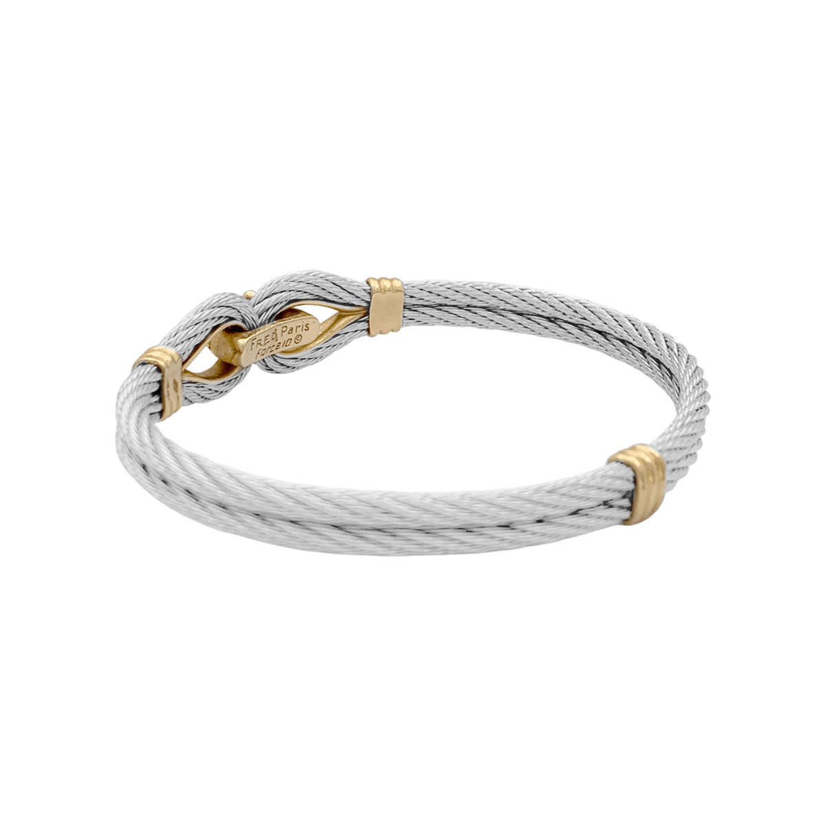 Bracelet Jonc FRED "Force 10" en or jaune et acier - Castafiore