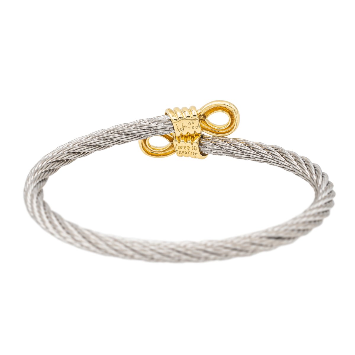 Bracelet Jonc FRED "Force 10" en or jaune et acier - Castafiore