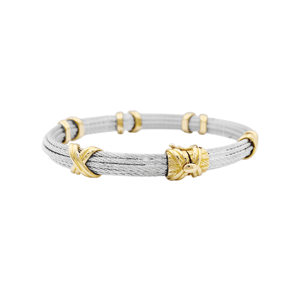 Bracelet Jonc FRED "Force 10" en or jaune et acier - Castafiore