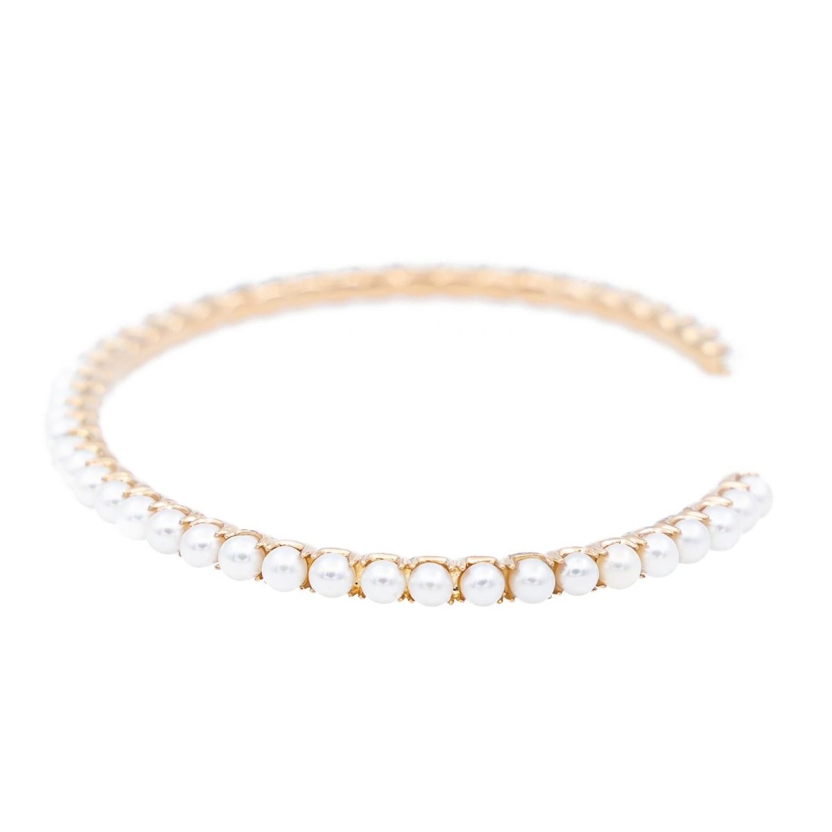 Bracelet Jonc GINETTE NY "Open Pearl Bang" en Or rose et Perle - Castafiore