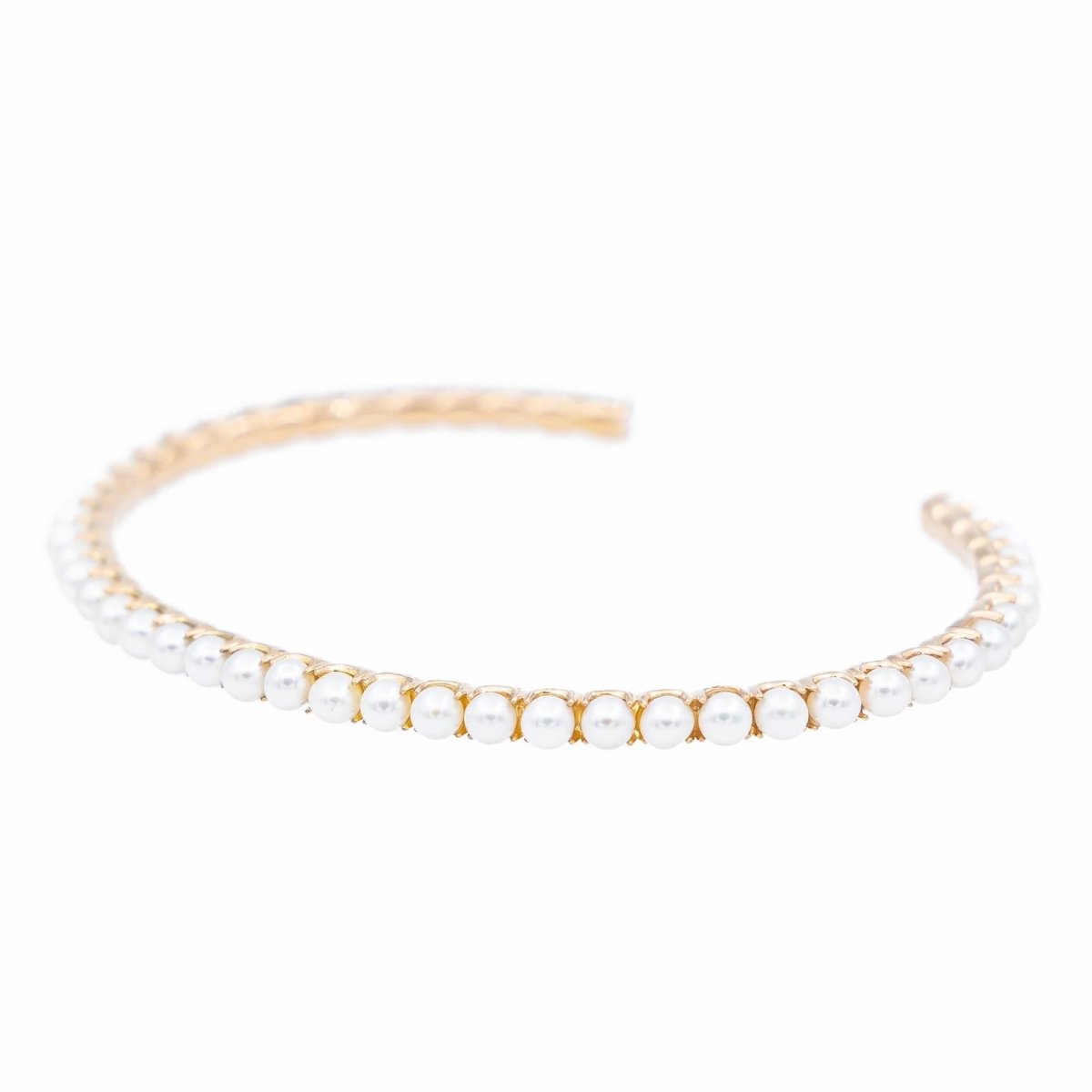 Bracelet Jonc GINETTE NY "Open Pearl Bang" en Or rose et Perle - Castafiore