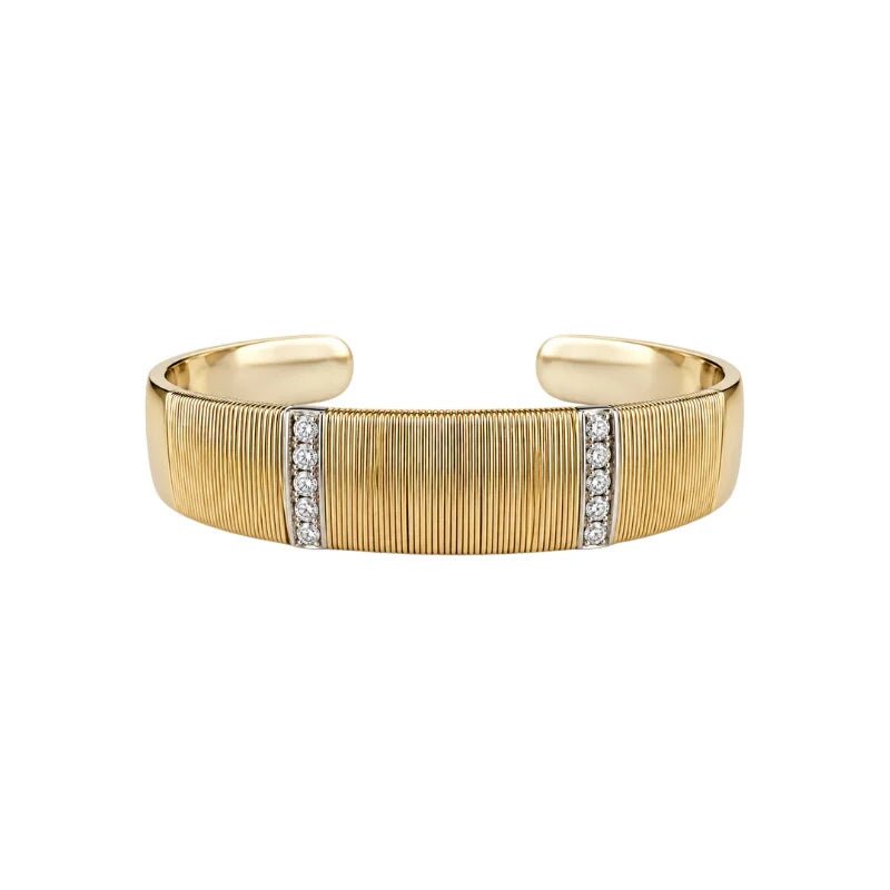 Bracelet Jonc HERMÈS en or blanc, or jaune et diamants - Castafiore
