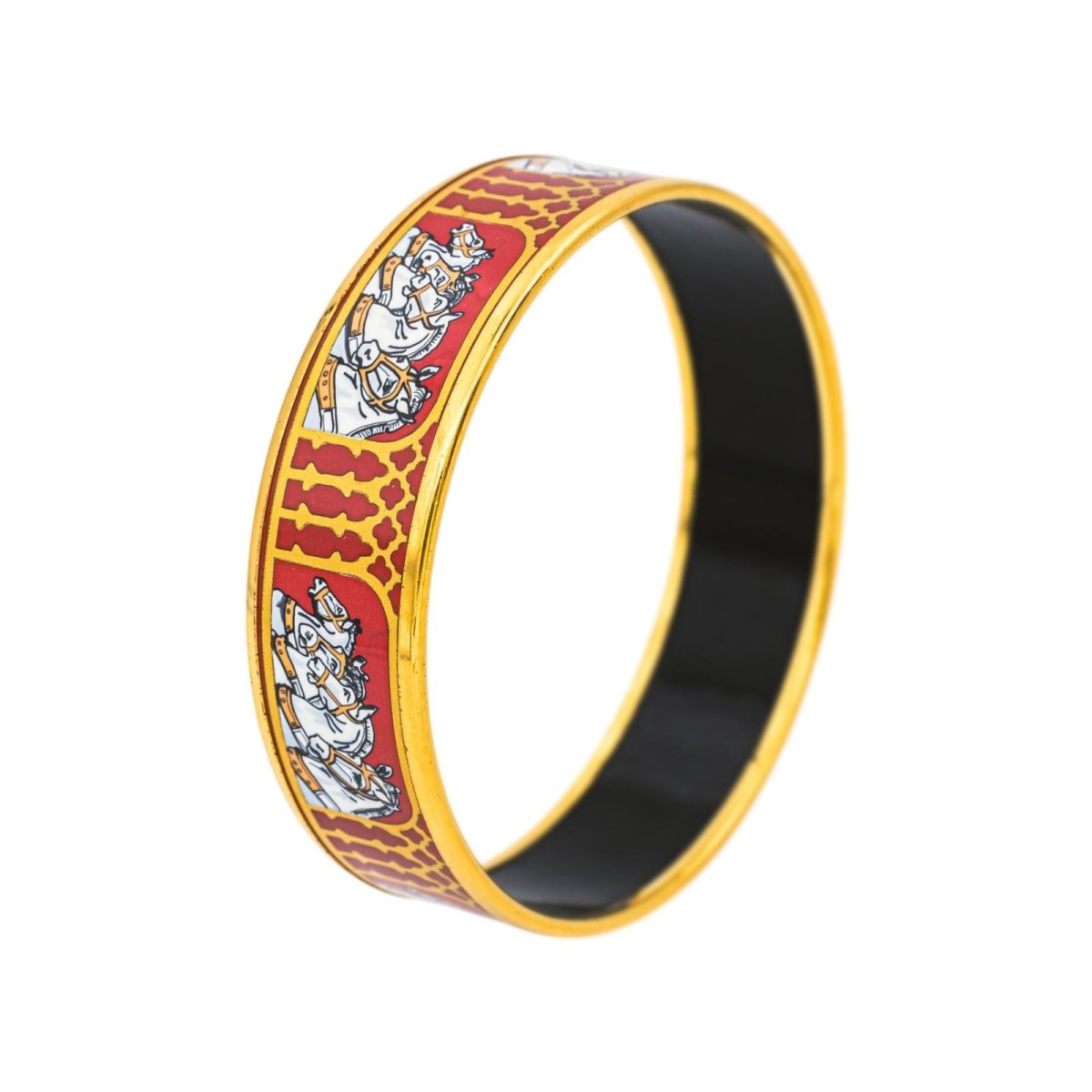 Bracelet Jonc HERMÈS en or jaune et émail - Castafiore