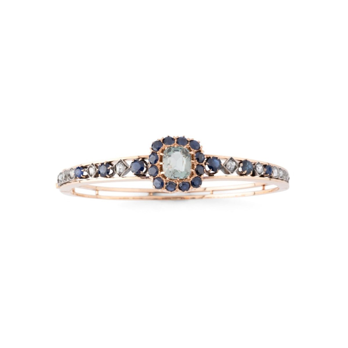 Bracelet Jonc "Joséphine" en or jaune, saphirs, améthyste et diamants - Castafiore