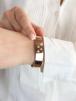 Bracelet jonc maçonnique or rose perles fines - Castafiore