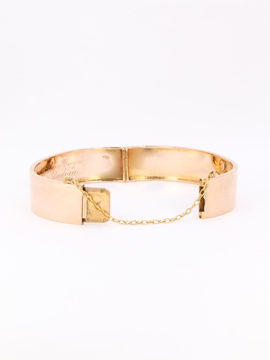 Bracelet jonc maçonnique or rose perles fines - Castafiore