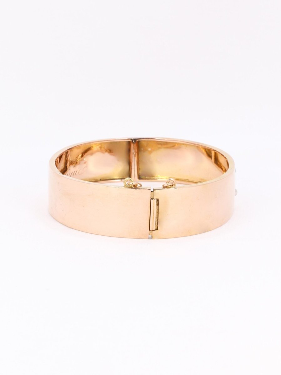 Bracelet jonc maçonnique or rose perles fines - Castafiore