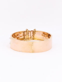 Bracelet jonc maçonnique or rose perles fines - Castafiore