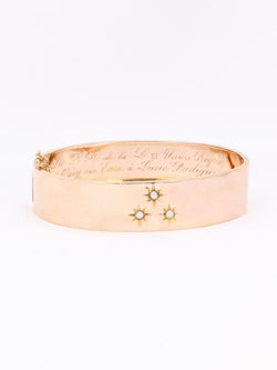 Bracelet jonc maçonnique or rose perles fines - Castafiore