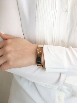 Bracelet jonc maçonnique or rose perles fines - Castafiore