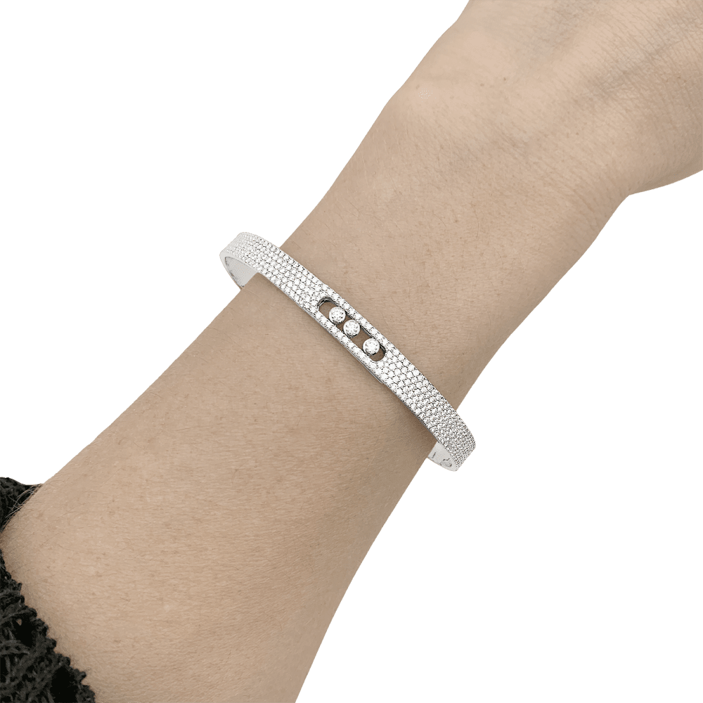 Bracelet Jonc MESSIKA "Bangle Pavé Move Noa" en or blanc et diamants - Castafiore