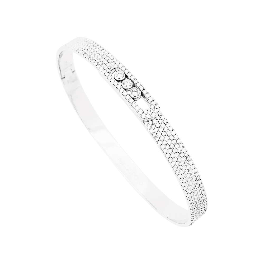 Bracelet Jonc MESSIKA "Bangle Pavé Move Noa" en or blanc et diamants - Castafiore