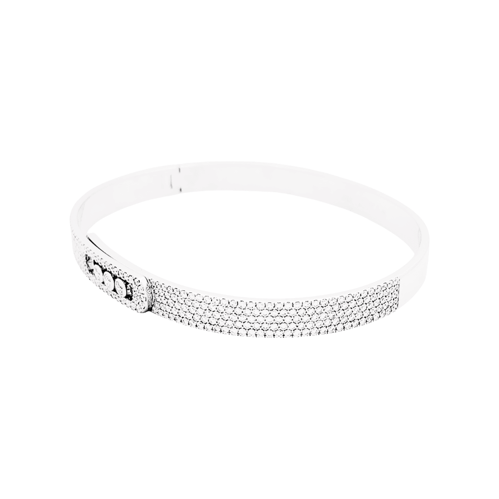 Bracelet Jonc MESSIKA "Bangle Pavé Move Noa" en or blanc et diamants - Castafiore