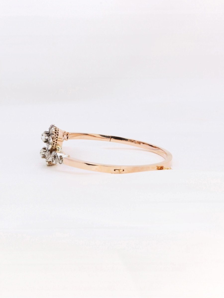Bracelet jonc Napoléon III or rose diamants taille rose - Castafiore