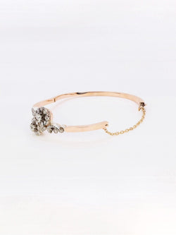 Bracelet jonc Napoléon III or rose diamants taille rose - Castafiore