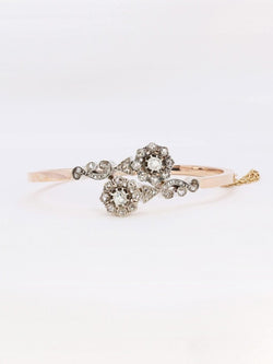 Bracelet jonc Napoléon III or rose diamants taille rose - Castafiore