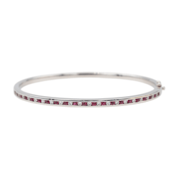 Bracelet Jonc Or Blanc avec Rubis et Diamants - Castafiore