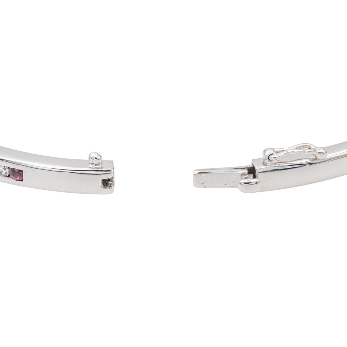 Bracelet Jonc Or Blanc avec Rubis et Diamants - Castafiore
