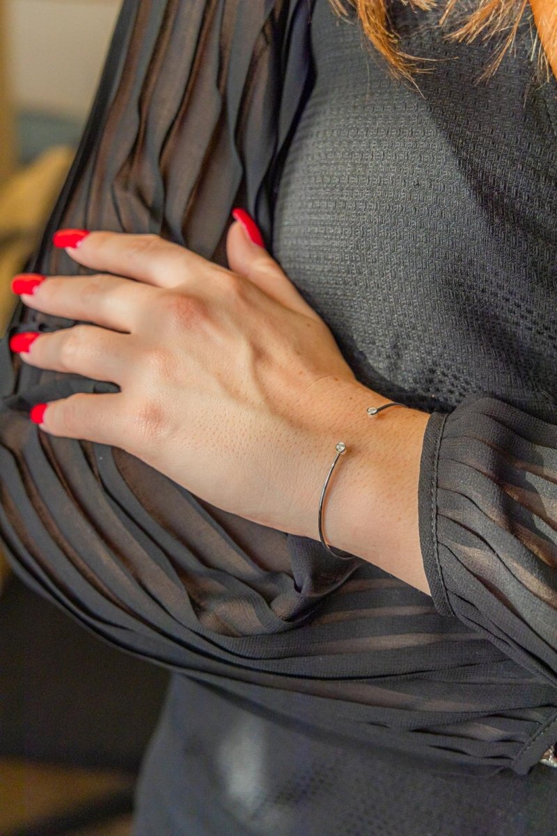 Bracelet Jonc Or blanc Diamant - Castafiore