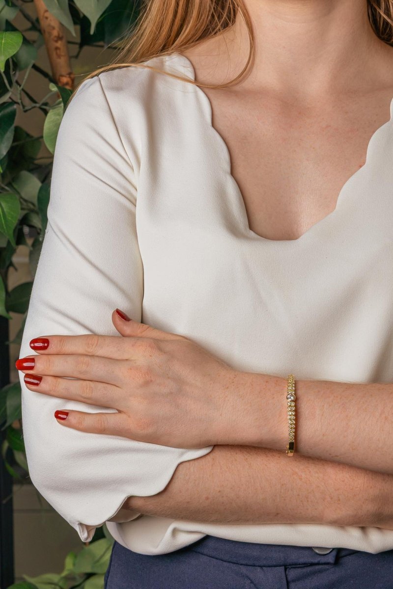 Bracelet Jonc Or jaune Diamant - Castafiore