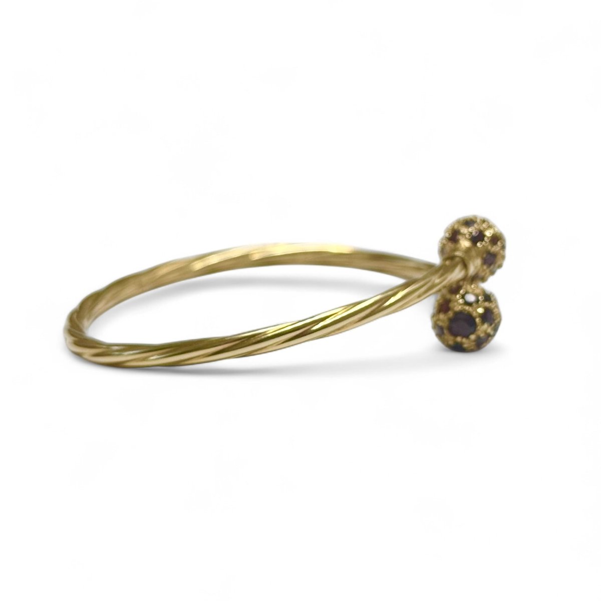 Bracelet jonc ouvert en or jaune et grenats - Castafiore