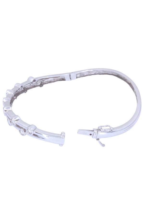 Bracelet jonc ouvrant en or blanc et diamants - Castafiore