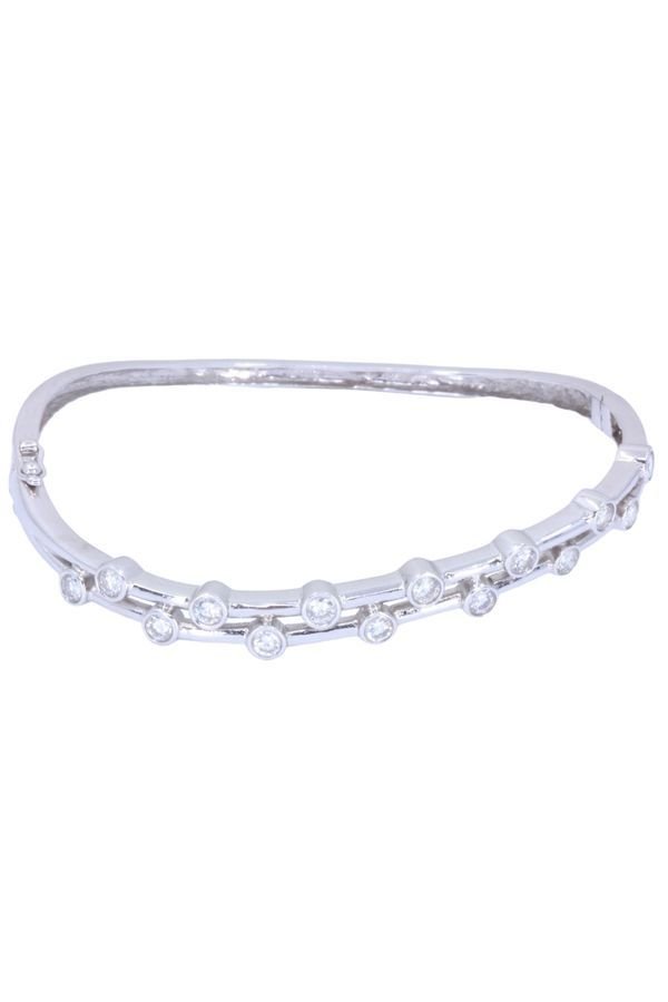 Bracelet jonc ouvrant en or blanc et diamants - Castafiore