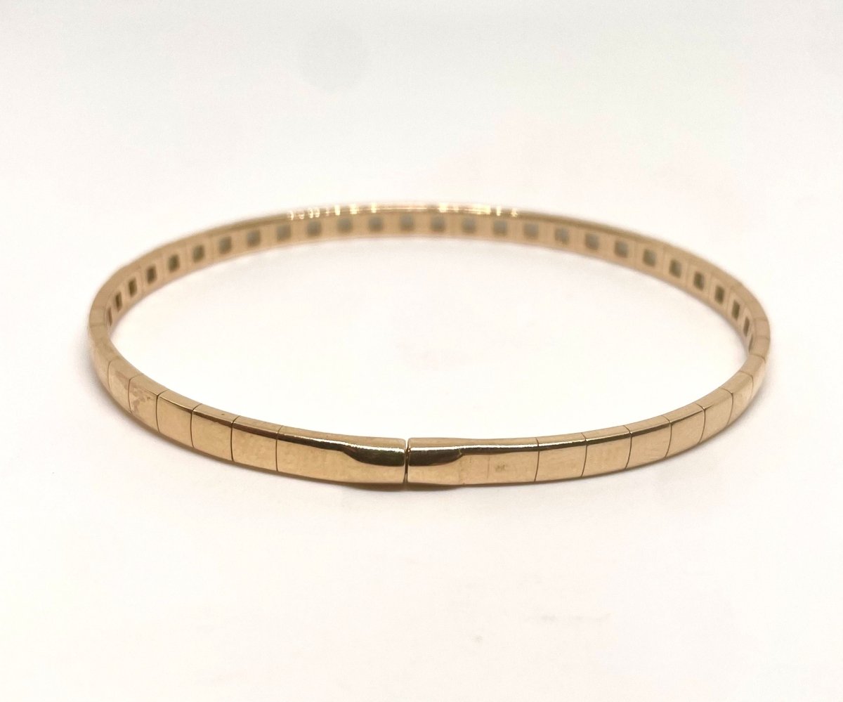 Bracelet jonc ouvrant or rose et petits diamants - Castafiore