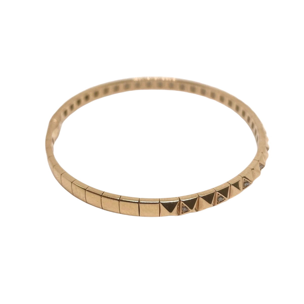 Bracelet jonc ouvrant or rose et petits diamants - Castafiore