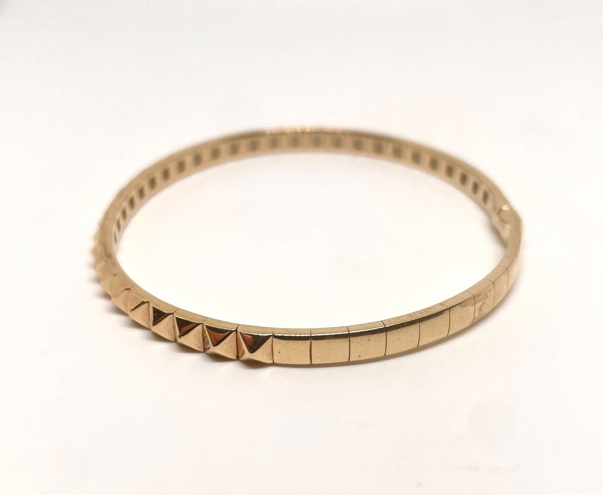 Bracelet jonc ouvrant or rose et petits diamants - Castafiore