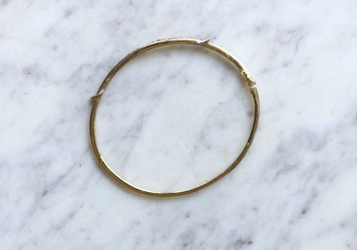 Bracelet jonc ouvrant rubis calibrés et diamants - Castafiore