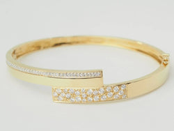 Bracelet Jonc plat ouvrant or jaune et diamants - Castafiore