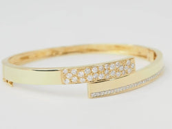 Bracelet Jonc plat ouvrant or jaune et diamants - Castafiore